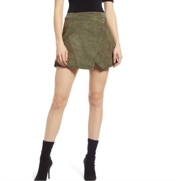 Suede Skirt BLANK NYC Size 30 Herb Suede Snap Front Wrap Skirt
